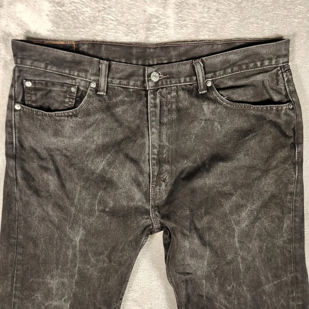 Levi's 505 Regular Fit Jeans Mens 40x30 Black Excellent Faded Straight Leg Denim